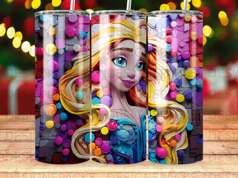Elsa from Frozen with colorful round beads on a textured background.