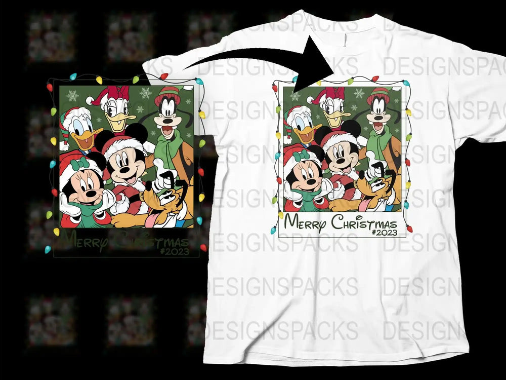 Disney Christmas T-Shirt 2023, Classic Cartoon Character Holiday Tee, Festive Family Apparel