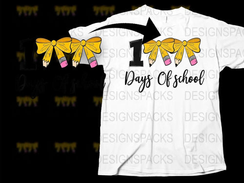 Custom First Day of School T-Shirt for Kids, White Tee with Yellow Bows Graphic Design