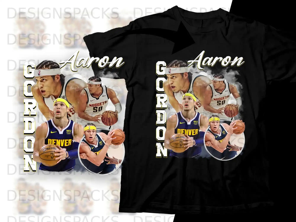 Denver Nuggets Aaron Gordon basketball graphic t-shirt.