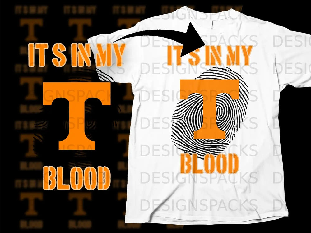 It's in My Blood T-Shirt with Bold Orange Lettering