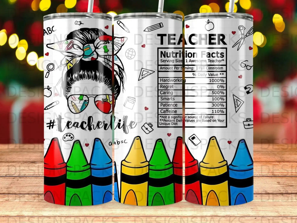 Teacher Messy Bun Nutrition Facts Crayons product type