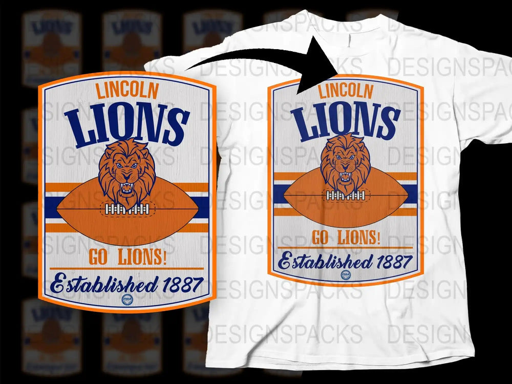 Lincoln Lions Vintage Style T-shirt, Classic School Spirit Tee, Established 1887, Retro Sports Design, Orange and White