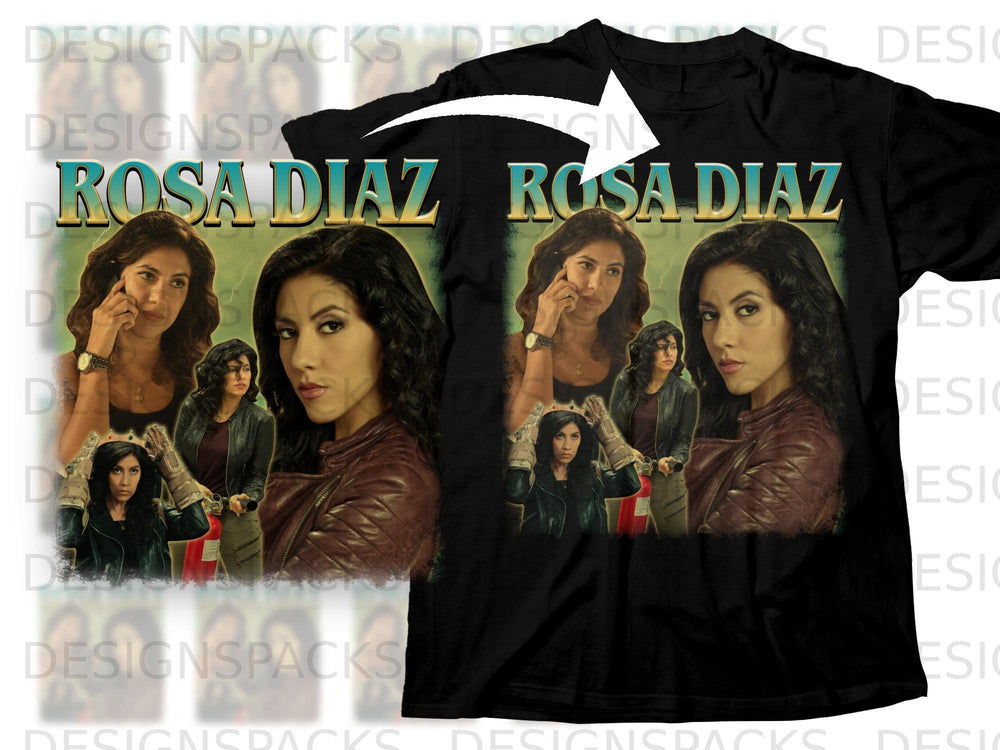 Black t-shirt with "Rosa Diaz" text and multiple images of the character.