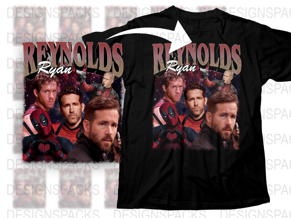 Ryan Reynolds Fan Art T-Shirt, Deadpool and Movies Collage, Unisex Graphic Tee