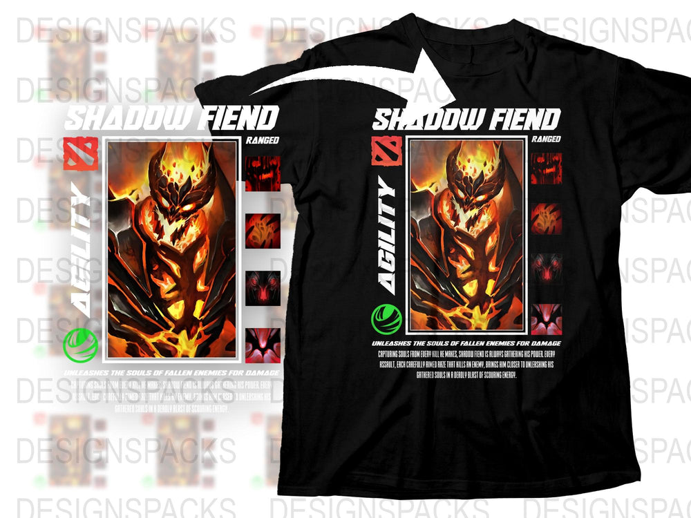 Men's Graphic T-Shirt Fiery Demon Design, Shadow Fiend, Fantasy Gamer Shirt, Bold Artistic Tee, Black Cotton Shirt