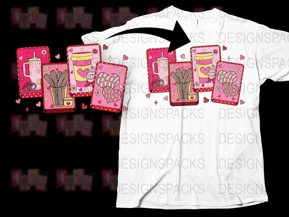 Cute Baking Tools Pink Pattern T-Shirt, Women's Graphic Tee, Kitchen Utensils Design, Casual Fashion Top