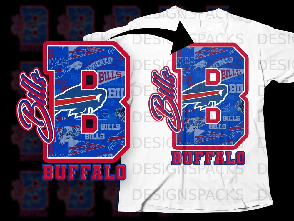 Buffalo Bills B Logo Big Letter Graphic T-Shirt