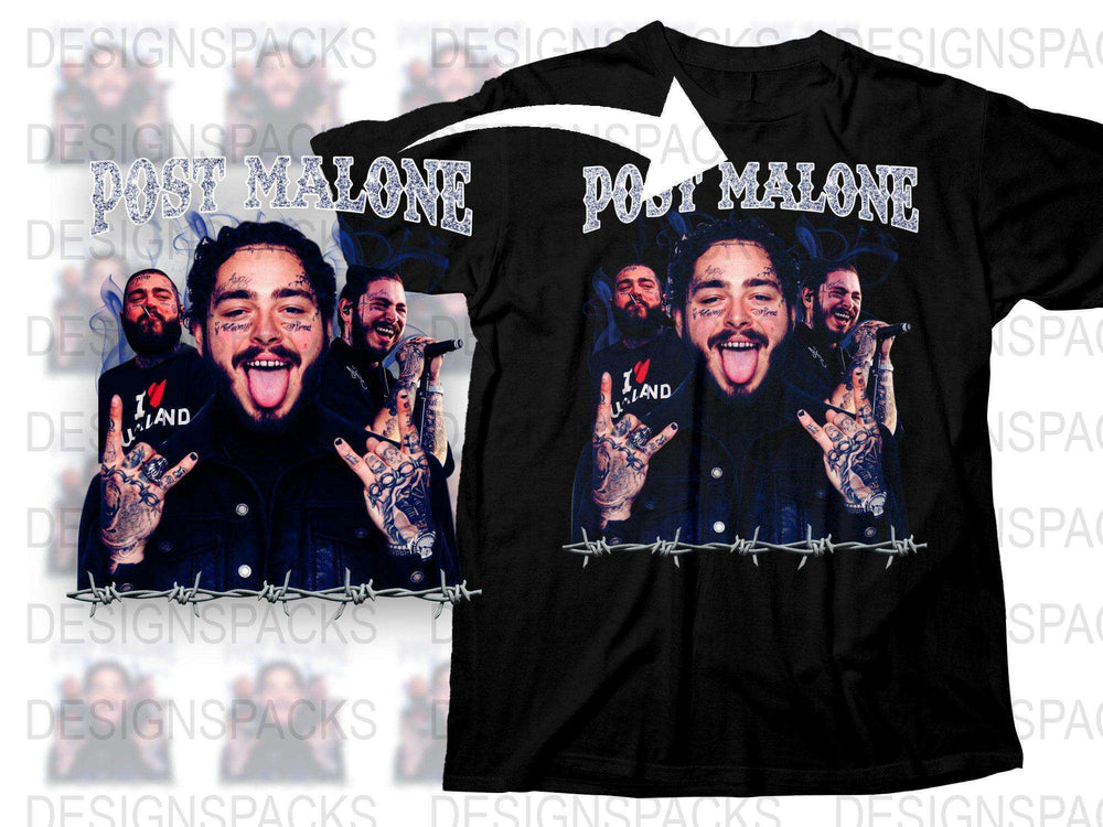 Post Malone Graphic T-Shirt, Hip Hop Artist Fan Merchandise, Black Cotton Tee, Music Apparel, Unisex Clothing Gift Idea