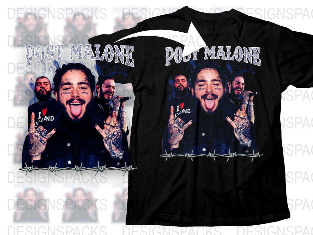 Post Malone Graphic T-Shirt, Hip Hop Artist Fan Merchandise, Black Cotton Tee, Music Apparel, Unisex Clothing Gift Idea