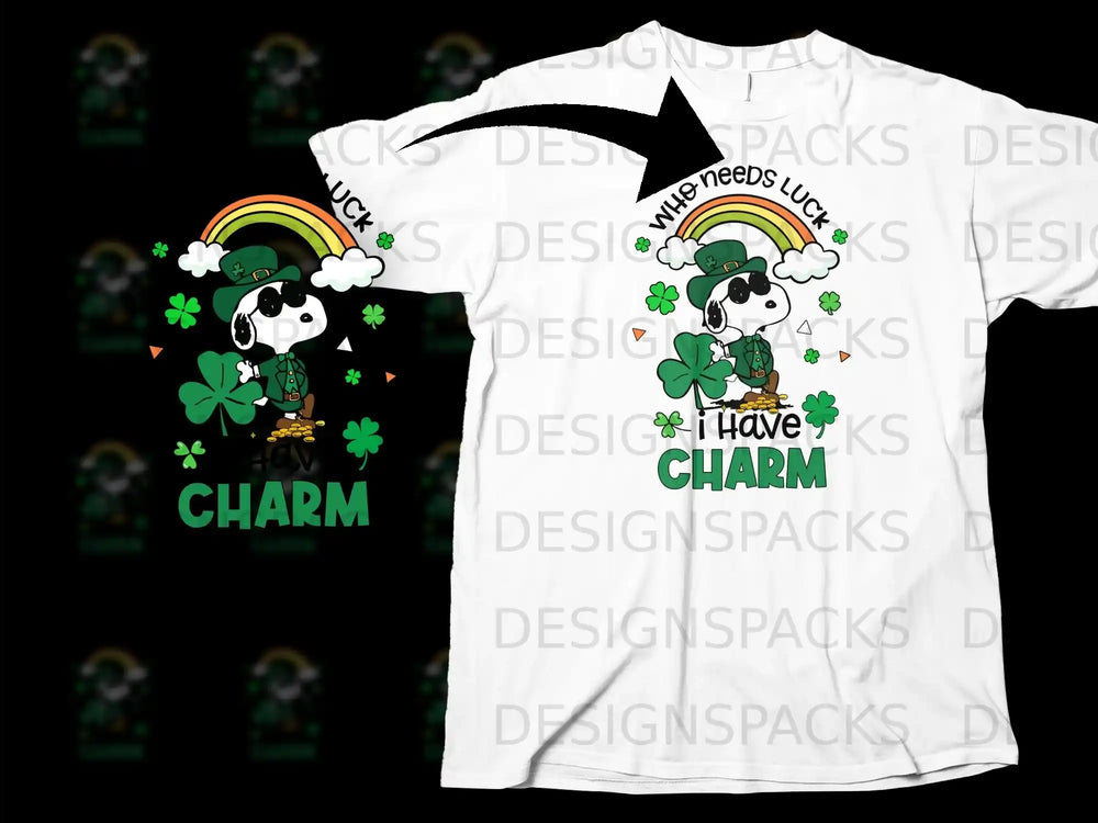 Snoopy Leprechaun Who needs Luck I Have Charm product type