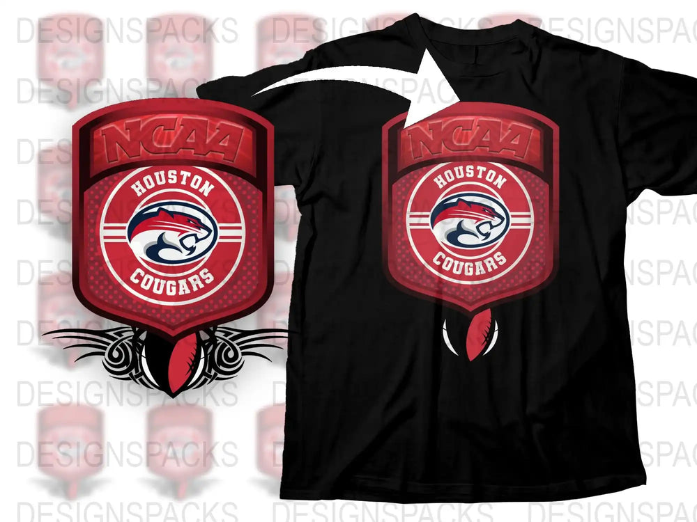 Houston Cougars NCAA T-Shirt, College Sports Apparel, Red and Black Graphic Tee, Fan Gear