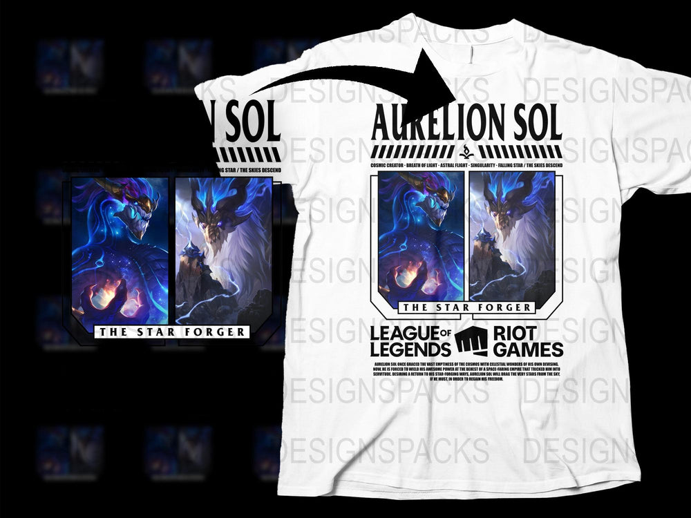 League of Legends Aurelion Sol T-Shirt, Star Forger Graphic Tee, Gaming Apparel, Riot Games Merchandise