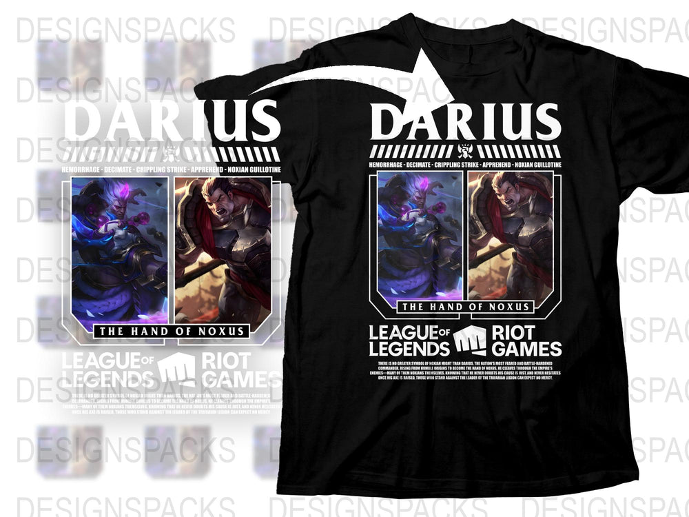 League of Legends Darius T-Shirt, The Hand of Noxus, Gamer Tee, Riot Games Merch, Unisex Black Shirt
