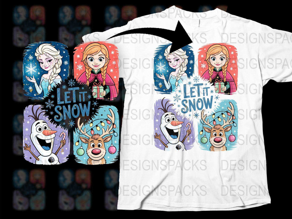 Frozen Inspired T-Shirt, Elsa Anna Olaf Sven Graphic Tee, Disney Characters Kids and Adult Sizes