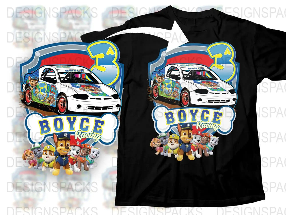 Boys Racing Car Birthday Shirt, Personalized Race Car T-Shirt, Kids Racing Theme Party Tee, Colorful Graphic Design Top