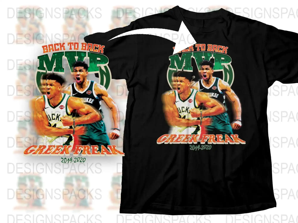 Milwaukee Basketball Star T-Shirt Greek Freak Graphic Tee Collector's Edition 2014-2020 Black Cotton