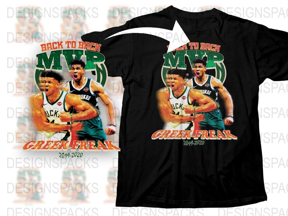 Milwaukee Basketball Star T-Shirt Greek Freak Graphic Tee Collector's Edition 2014-2020 Black Cotton
