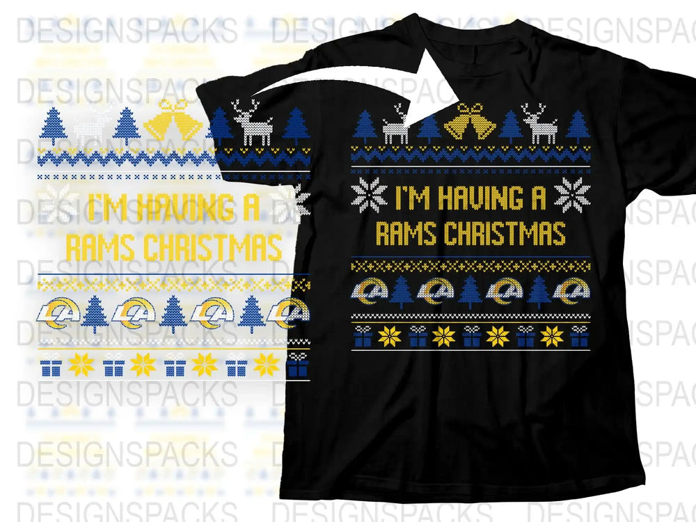 Rams Christmas T-Shirt, Festive Holiday Sports Fan Apparel, Ugly Sweater Design Tee, Unisex Adult Clothing