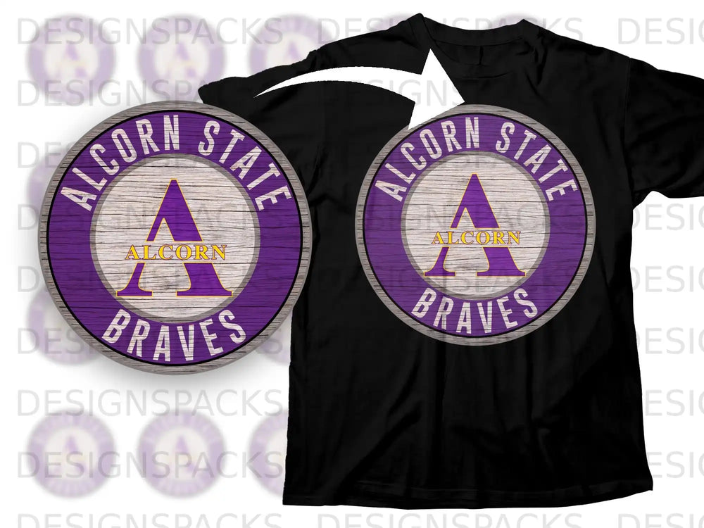 Alcorn State Braves Purple Logo Graphic Design T-Shirt