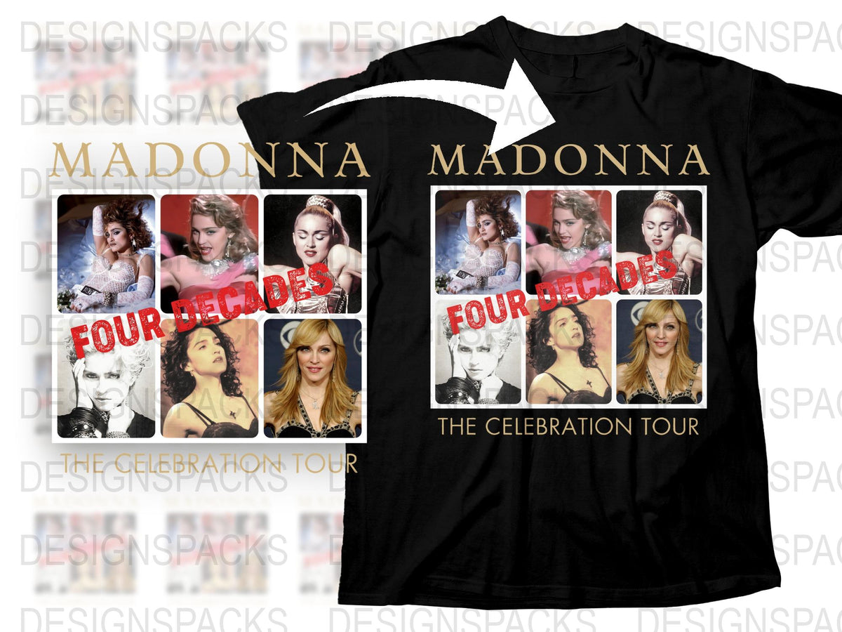 Madonna Four Decades Celebration Tour T-Shirt, Vintage Pop Star Concert Tee, Music Fan Apparel Gift