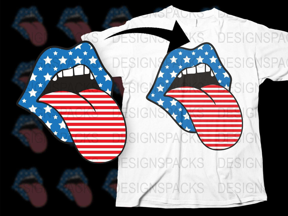 Patriotic Tongue Out T-Shirt, American Flag Print, Unisex Graphic Tee, Independence Day Apparel