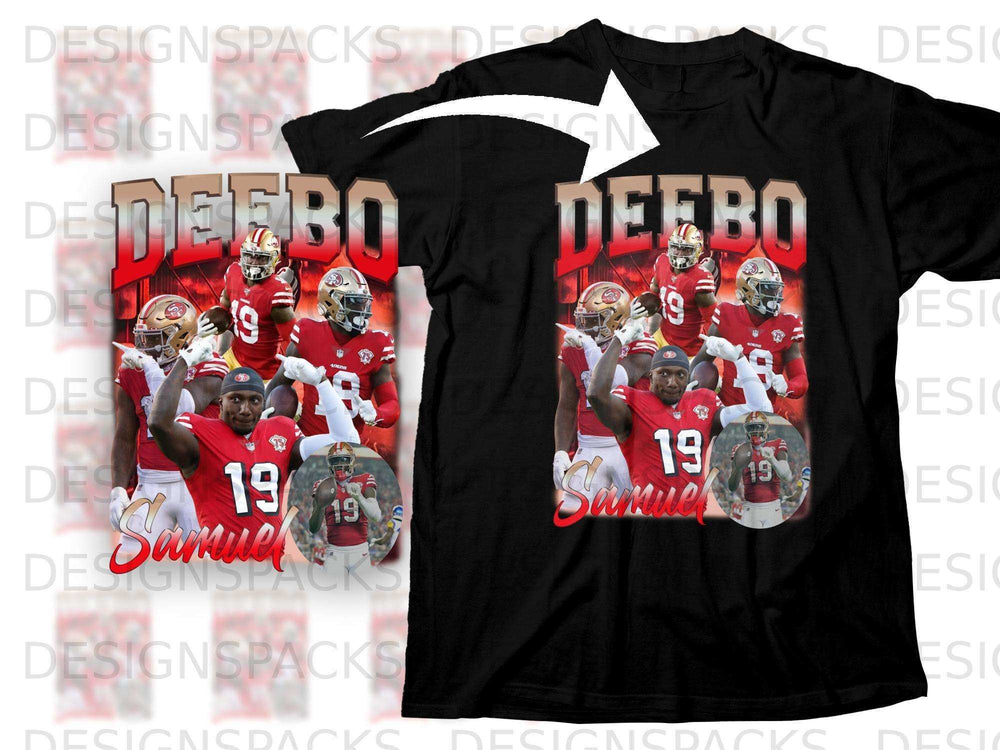 Black t-shirt featuring Deebo Samuel of the 49ers with number 19.