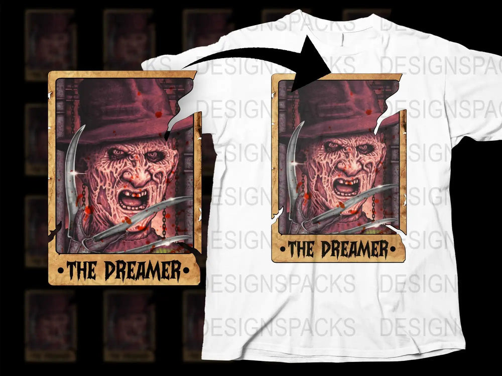 The Dreamer Horror Graphic Tee, Scary Face Design T-Shirt, Unique Halloween Apparel, Unisex White Shirt
