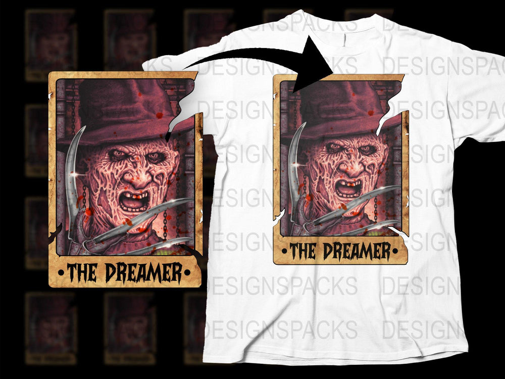 The Dreamer Horror Graphic Tee, Scary Face Design T-Shirt, Unique Halloween Apparel, Unisex White Shirt