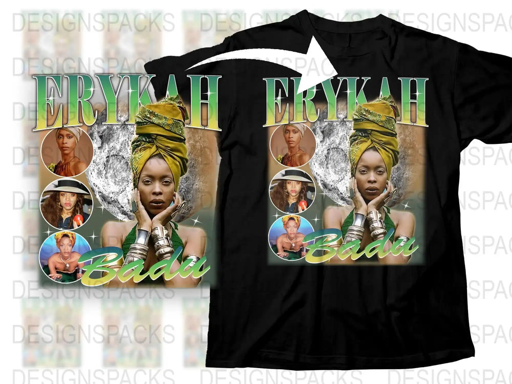 Erykah Badu Fan T-Shirt, Vintage Style Graphic Tee, Music Icon Apparel, Unisex Black Cotton Shirt