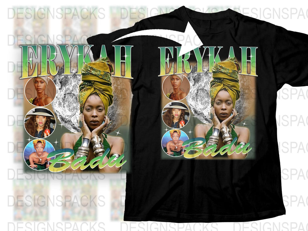 Erykah Badu Fan T-Shirt, Vintage Style Graphic Tee, Music Icon Apparel, Unisex Black Cotton Shirt