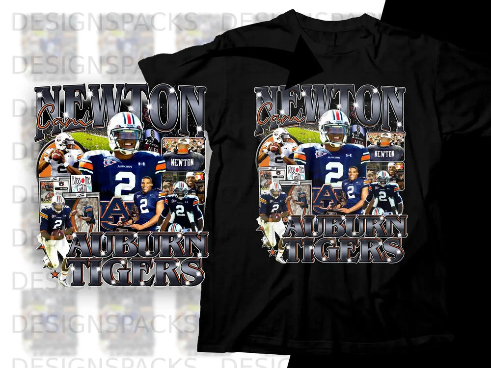 Auburn Tigers Cam Newton #2 collage t-shirt with "Kiss Me, I'm a Tiger" text.