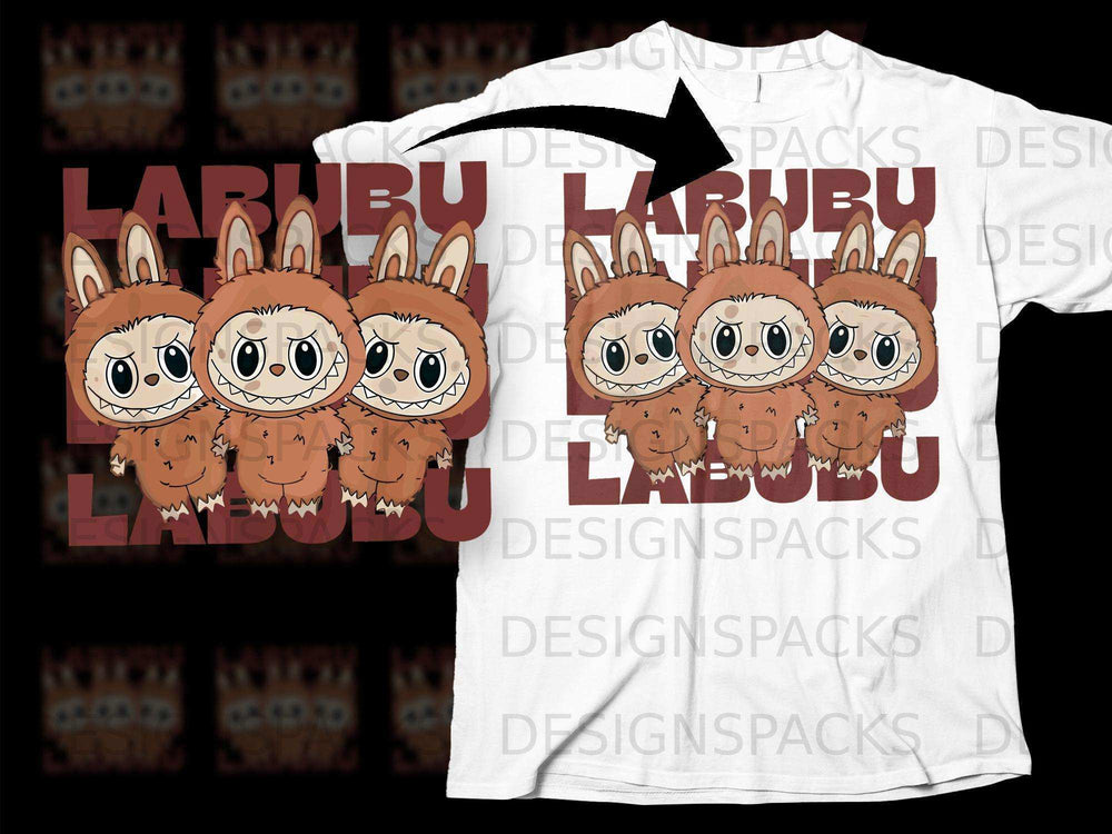 Labubu Cartoon Character Trio Graphic T-Shirt