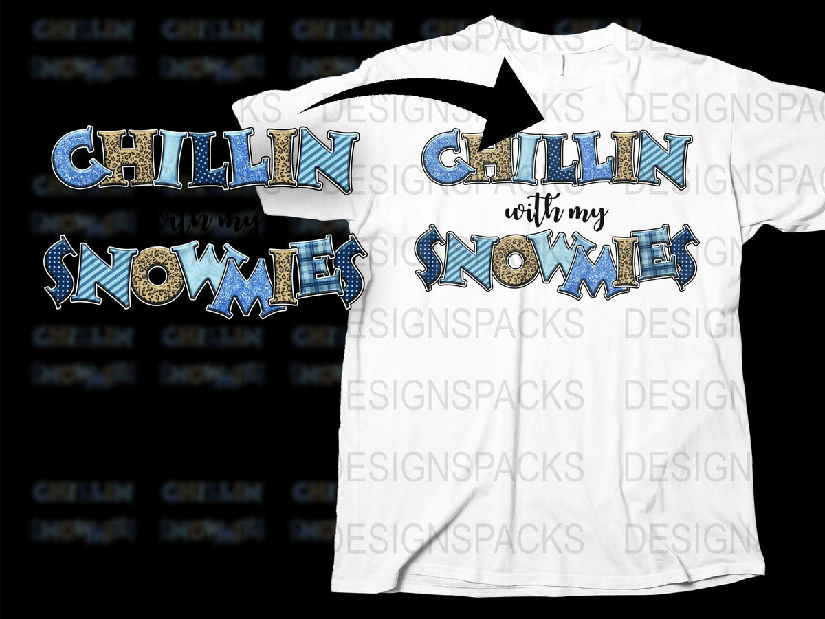 Chillin with My Snowmies Graphic T-Shirt, Winter Holiday Casual Wear, Fun Christmas Tee, Snowman Themed Top for Family