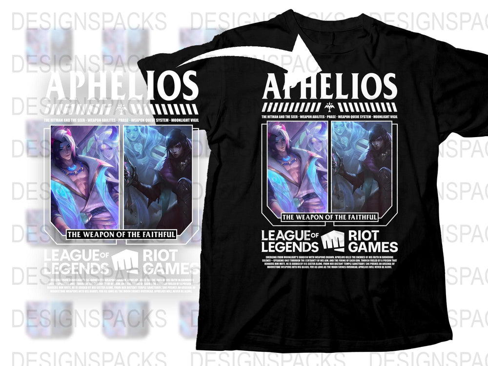 League of Legends Aphelios T-Shirt, Weapon of the Faithful Graphic Tee, Gaming Apparel