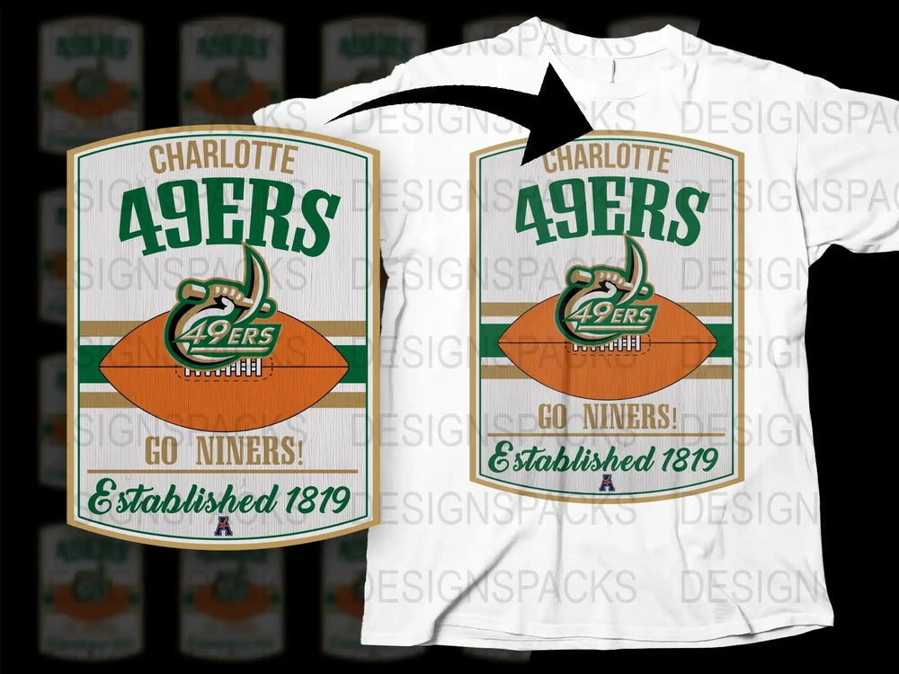 Charlotte 49ers T-Shirt, Vintage College Team Tee, Go Niners, Established 1879 Graphic Shirt