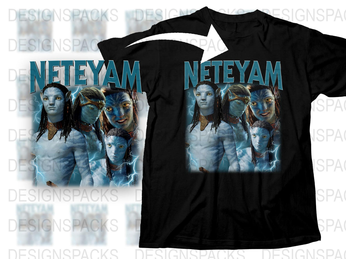 Avatar Inspired Graphic T-Shirt, Movie Fan Art, Sci-Fi Character Design, Unisex Black Tee, Unique Gift Idea
