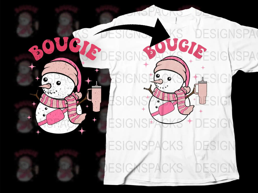Cute Snowman T-Shirt Bougie Snowman with Coffee, Winter Fashion, Unisex Tee, Holiday Gift Idea, Casual Winter Wear