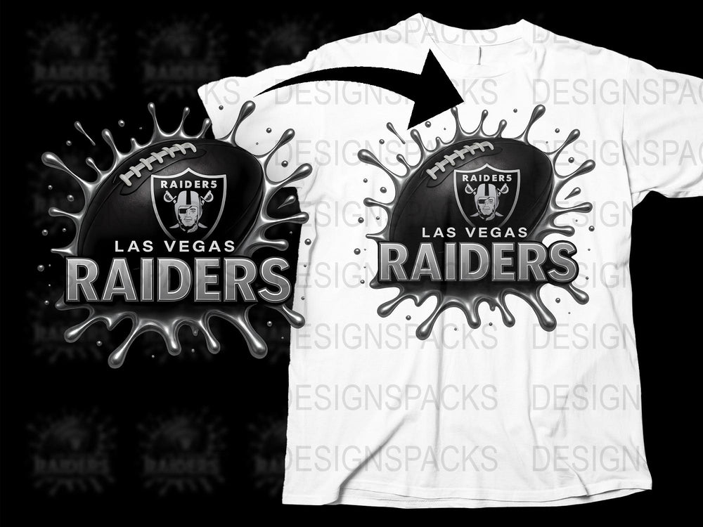 Las Vegas Raiders Splash Design T-Shirt, Football Team Fan Gear, Black and White Graphic Tee, Sports Apparel