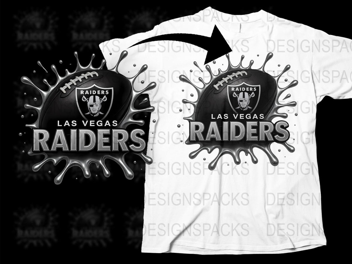 Las Vegas Raiders Splash Design T-Shirt, Football Team Fan Gear, Black and White Graphic Tee, Sports Apparel