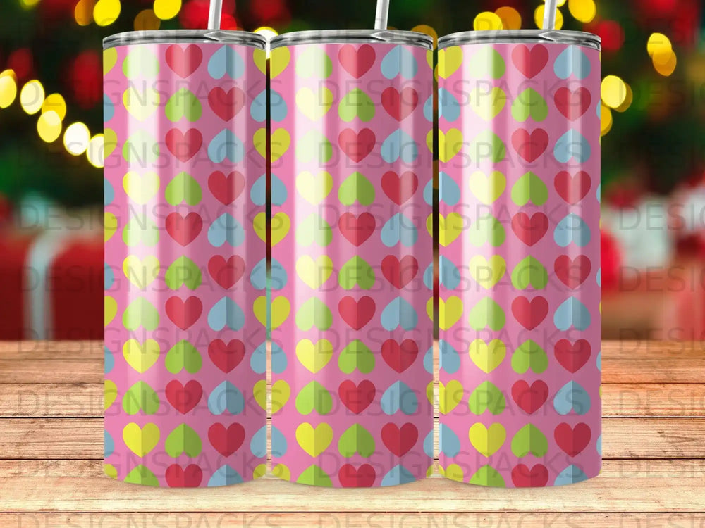 Pink Hearts Pattern Red Yellow Green Blue Tumbler product type