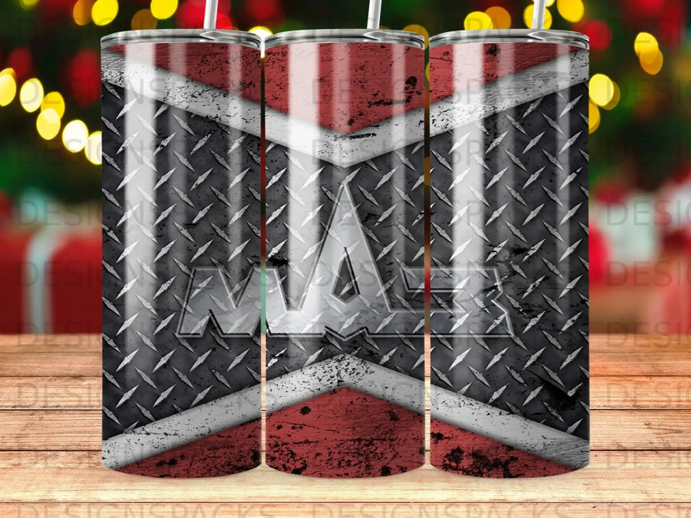 Diamond plate WAX logo red white grunge tumbler product type