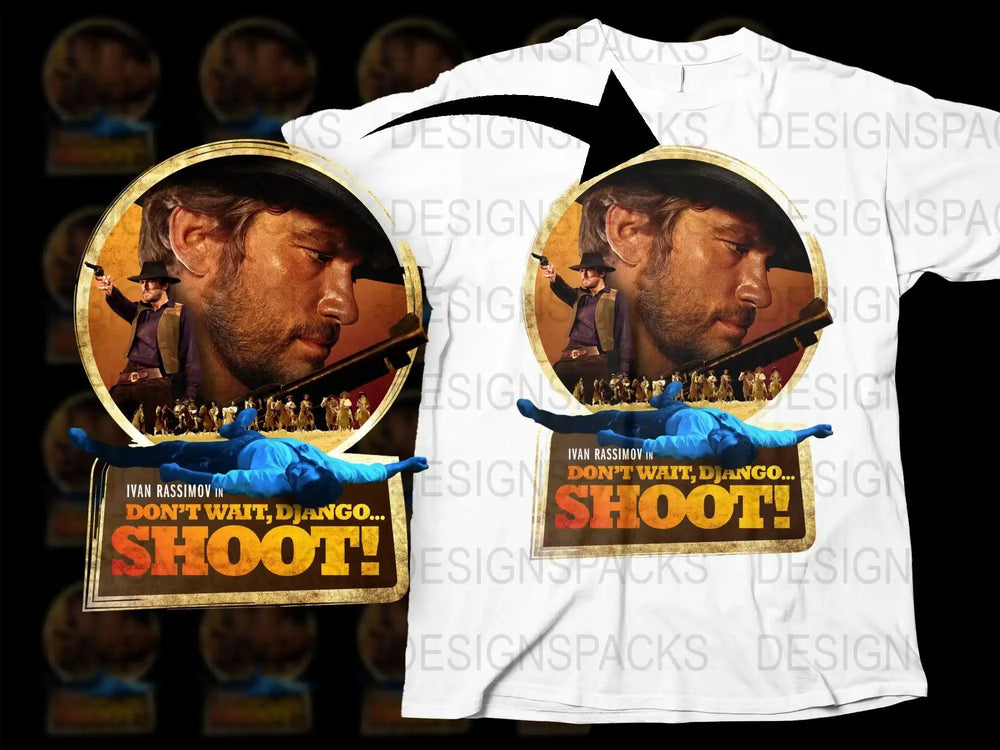 Vintage Cowboy Movie T-Shirt, Ivan Rassimov, Don't Wait Django Shoot, Retro Film Graphic Tee, Unisex Cotton Shirt