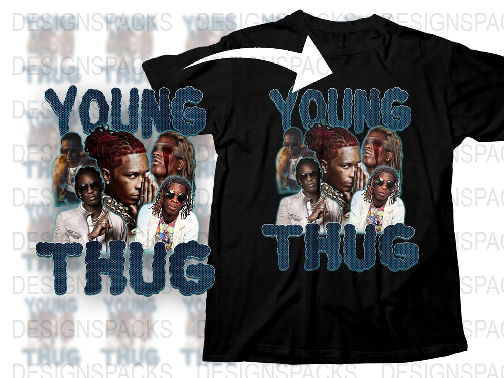 Young Thug Inspired Graphic T-Shirt, Hip-Hop Art Merchandise, Music Fan Apparel, Black Tee