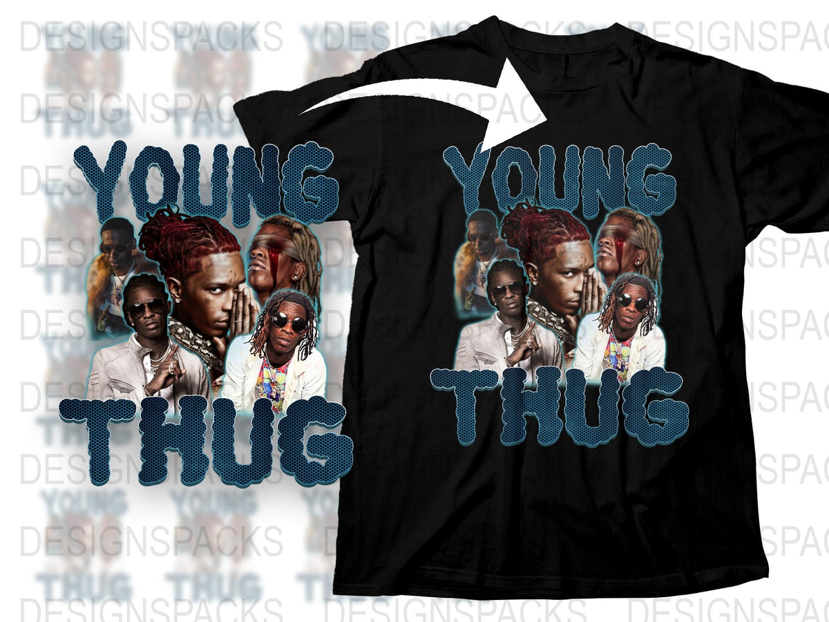 Young Thug Inspired Graphic T-Shirt, Hip-Hop Art Merchandise, Music Fan Apparel, Black Tee