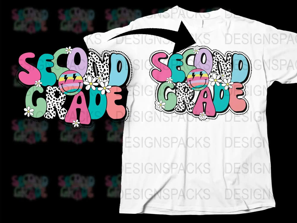 Second Grade Teacher T-Shirt, Colorful Back to School Tee, Vintage Style Graphic Top for Teachers