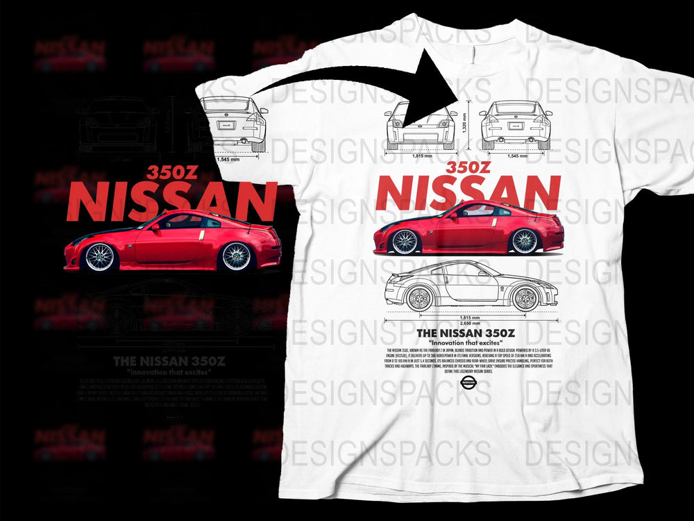 Nissan 350Z T-Shirt, Car Enthusiast Graphic Tee, Automotive Apparel, Unique Red and White Design