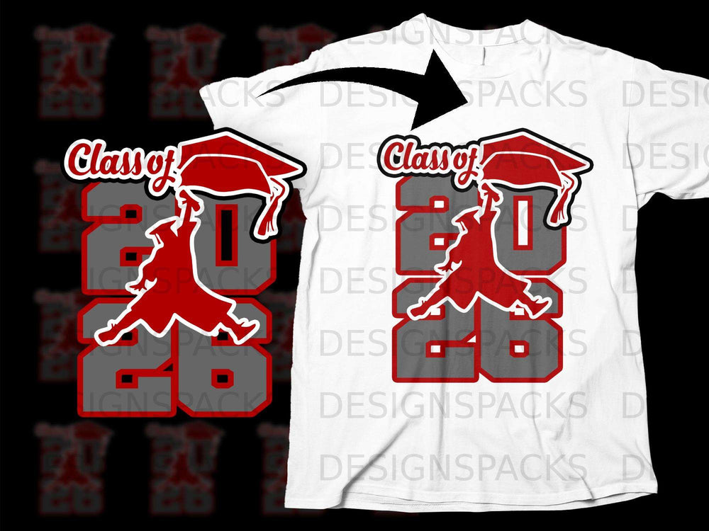 "Class of 2026" graphic with graduation cap and silhouetted figure.