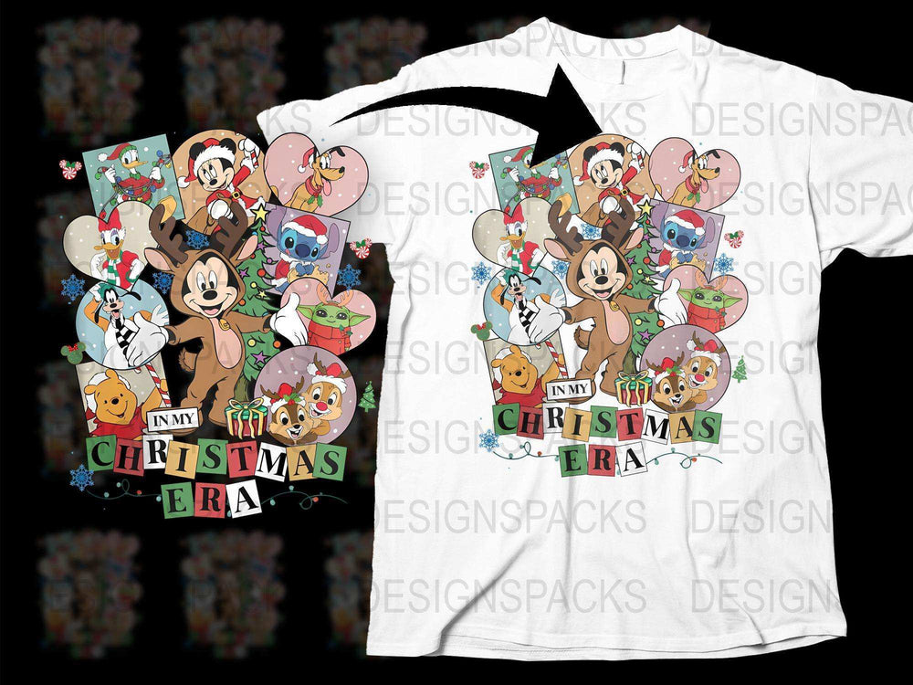 Disney Christmas T-Shirt, Mickey and Friends Holiday Graphics, Festive Cartoon Characters Tee, Kids and Adults Sizes Available