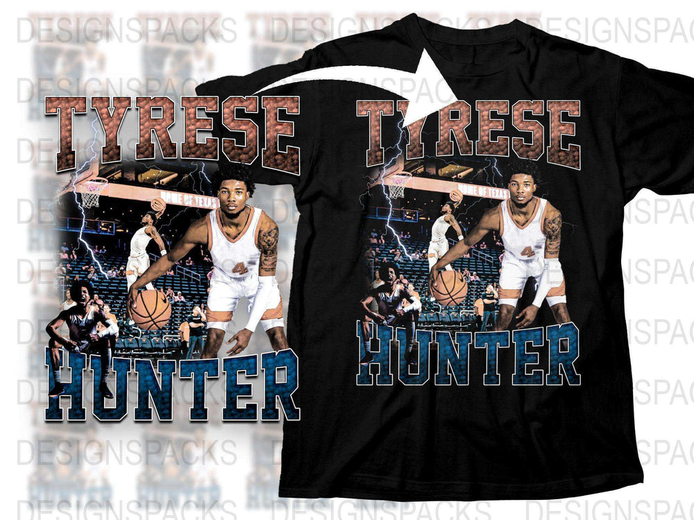 Tyrese Hunter Basketball T-Shirt, Sports Fan Graphic Tee, Athletic Apparel, Casual Streetwear, Trendy Full Print Shirt